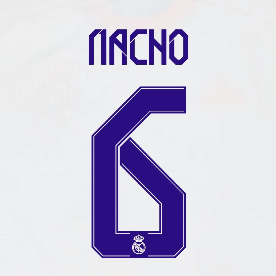 21 22 AVERY DENNISON REAL MADRID NACHO 6 HOME PLAYER SIZE NAMESET