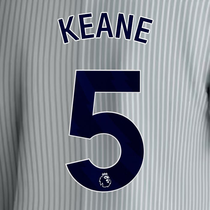 2023 2024 EVERTON KEANE 5 OFFICIAL BLUE 3RD PLAYER SIZE NAMESET