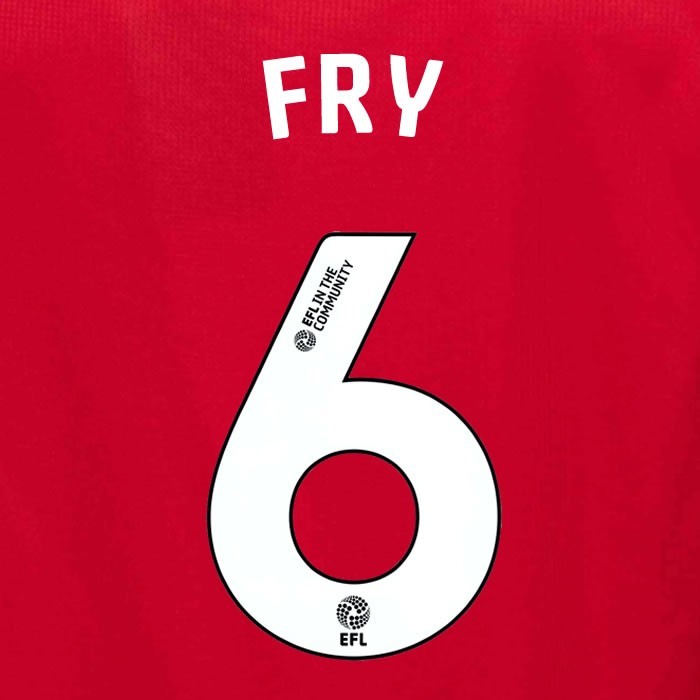 25 26 MIDDLESBROUGH FRY 6 OFFICIAL WHITE HOME PLAYER SIZE NAME SET 230MM