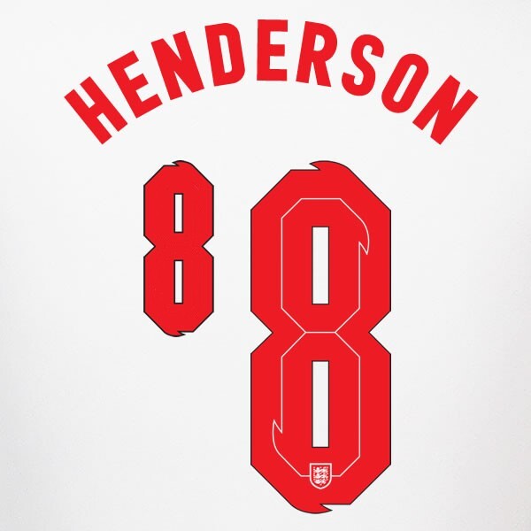 ENGLAND 2020 2021 OFFICIAL SPORTING ID HENDERSON 8 HOME PLAYER SIZE NAMESET