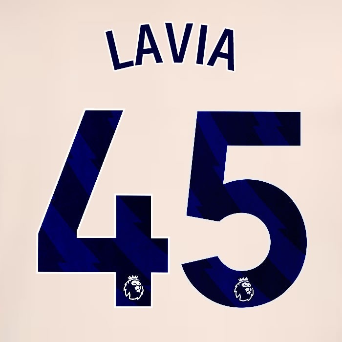 2024 2025 OFFICIAL CHELSEA LAVIA 45 BLUE AWAY PLAYER SIZE NAMESET