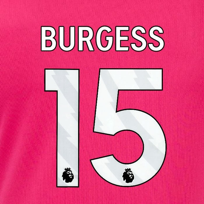 2024 2025 OFFICIAL IPSWICH TOWN BURGESS 15 WHITE 3RD PLAYER SIZE NAME SET