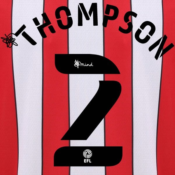 BRENTFORD 2020 2021 OFFICIAL THOMPSON 2 HOME PLAYER SIZE NAME SET