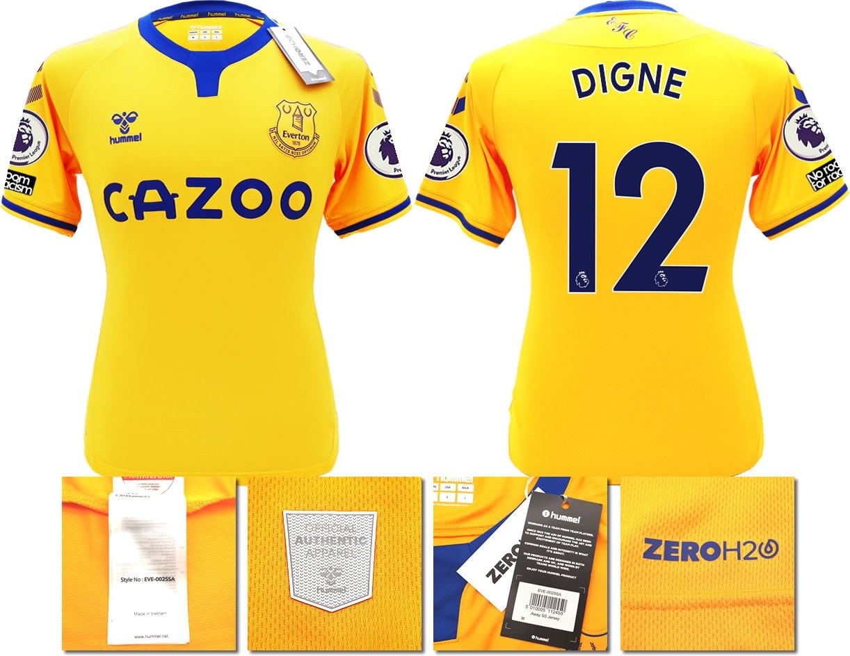 BNWT 2020 2021 HUMMEL EVERTON AWAY SHIRT MEN'S DIGNE 12 + PATCHES