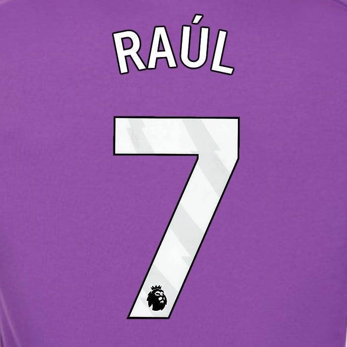 2024 2025 OFFICIAL FULHAM RAUL 7 WHITE 3RD PLAYER SIZE NAMESET