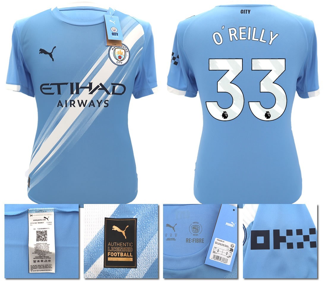 BNWT 2025 2026 MAN CITY PUMA HOME O' REILLY 33 FOOTBALL SHIRT