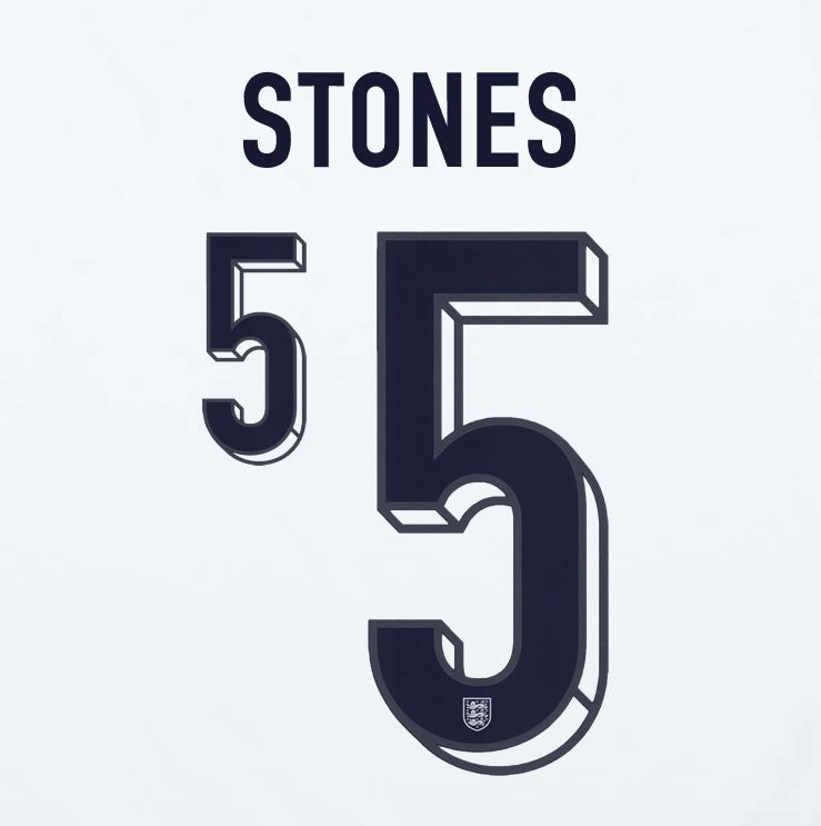 2024 2025 OFFICIAL ENGLAND STONES 5 HOME PLAYER SIZE NAME SET