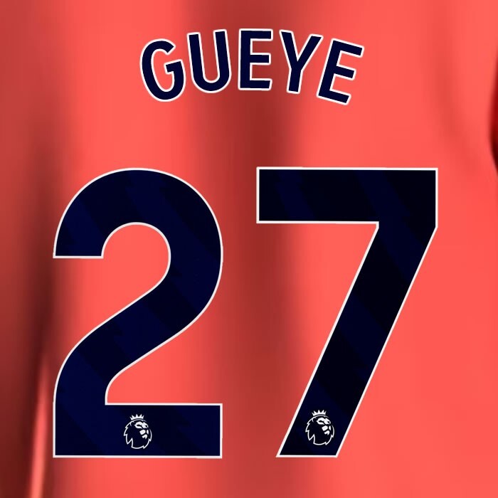 2023 2024 EVERTON GUEYE 27 OFFICIAL BLUE AWAY PLAYER SIZE NAMESET