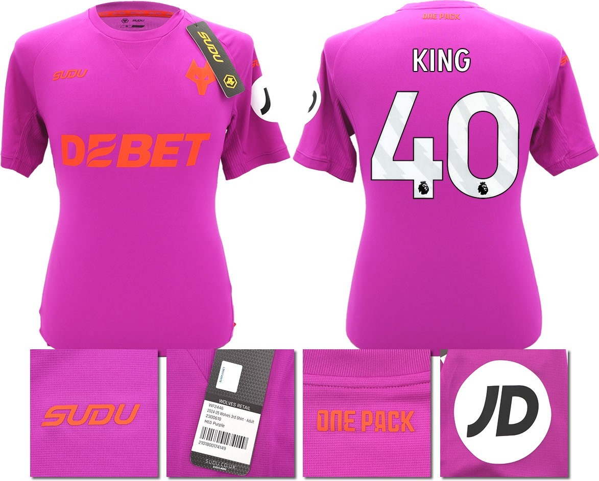 BNWT 2024/2025 WOLVES F.C. SUDU THIRD SHIRT KING 40 + PATCHES