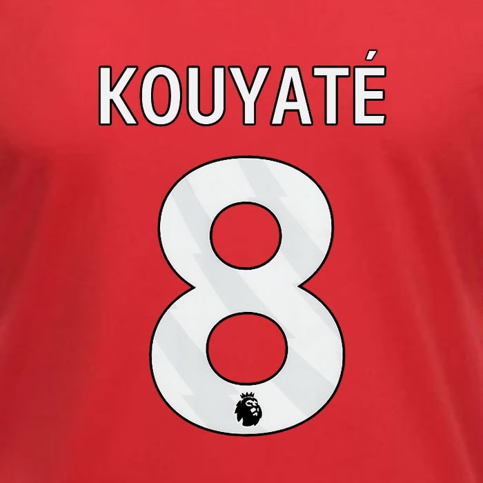 2023 2024 OFFICIAL NOTTINGHAM KOUYATE 8 WHITE HOME PLAYER SIZE NAMESET
