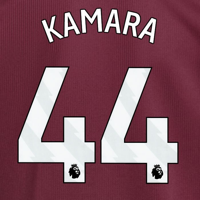 2024 2025 ASTON VILLA KAMARA 44 OFFICIAL WHITE HOME PLAYER SIZE NAMESET