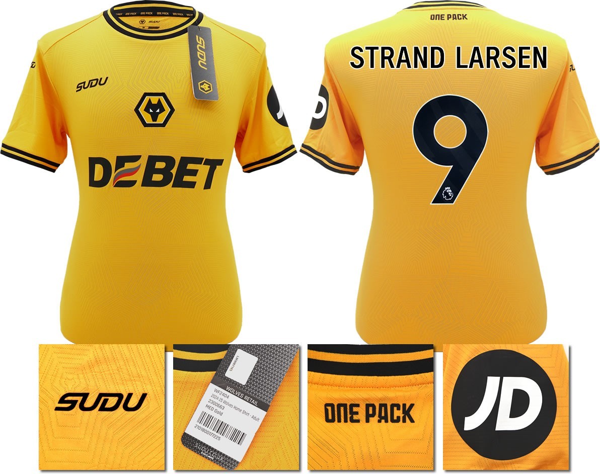 BNWT 2024 2025 WOLVES SUDU HOME SHIRT STRAND LARSEN 9