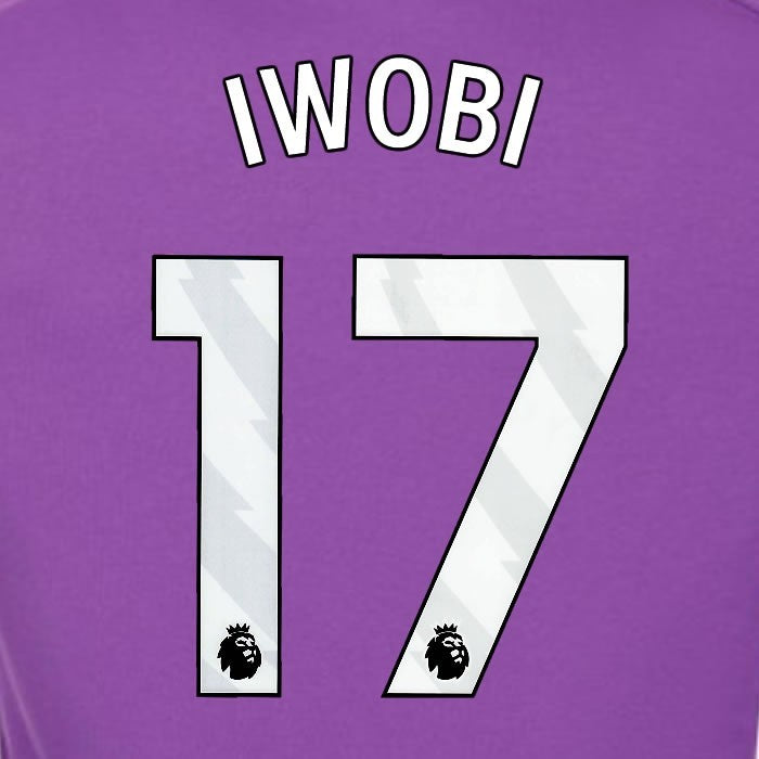 2024 2025 OFFICIAL FULHAM IWOBI 17 WHITE 3RD PLAYER SIZE NAMESET