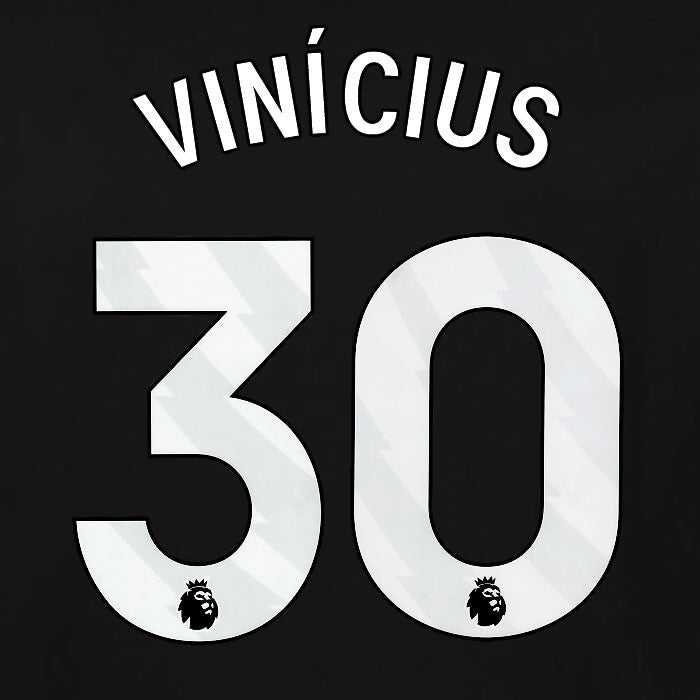 2023 2024 OFFICIAL FULHAM AVERY DENNISON VINICIUS 30 3RD PLAYER SIZE NAMESET