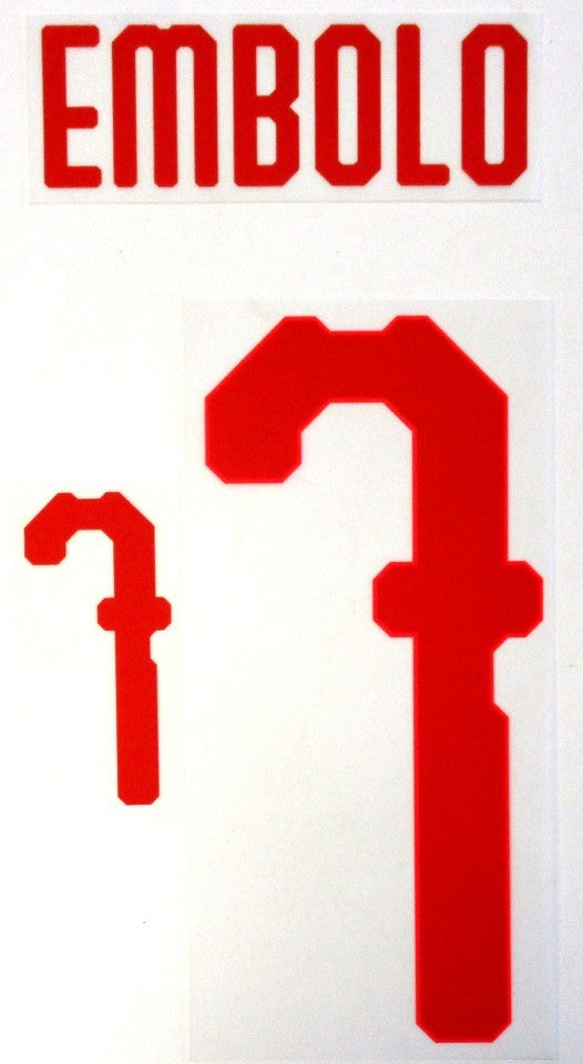 SWITZERLAND 2018 OFFICIAL EMBOLO 7 AWAY PLAYER SIZE NAMESET