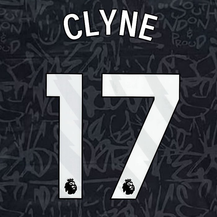 2023 2024 OFFICIAL CRYSTAL PALACE CLYNE 17 WHITE 3RD PLAYER SIZE NAMESET