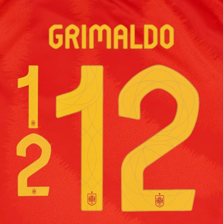 2024 2025 OFFICIAL SPAIN GRIMALDO 12 HOME PLAYER SIZE NAMESET