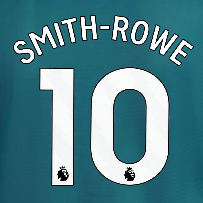 2023 2024 ARSENAL SMITH ROWE 10 WHITE 3RD OFFICIAL PLAYER SIZE NAME SET