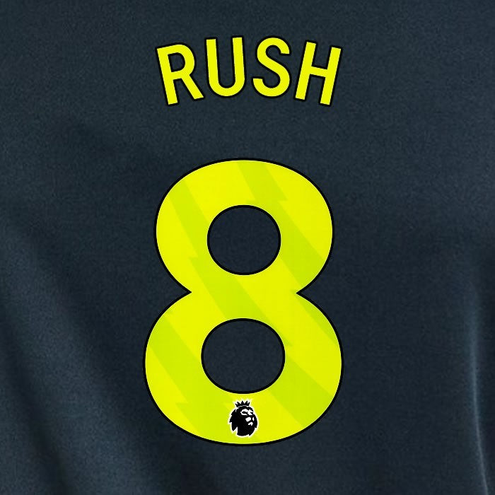 2023 2024 NEWCASTLE RUSH 8 OFFICIAL YELLOW 3rd PLAYER SIZE NAME SET