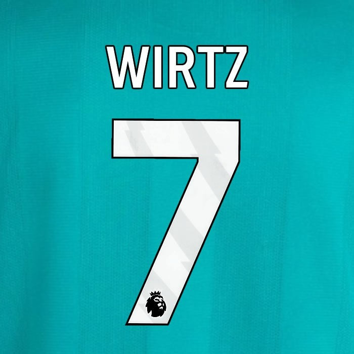 2025 2026 OFFICIAL LIVERPOOL WIRTZ 7 WHITE 3RD PLAYER SIZE NAMESET