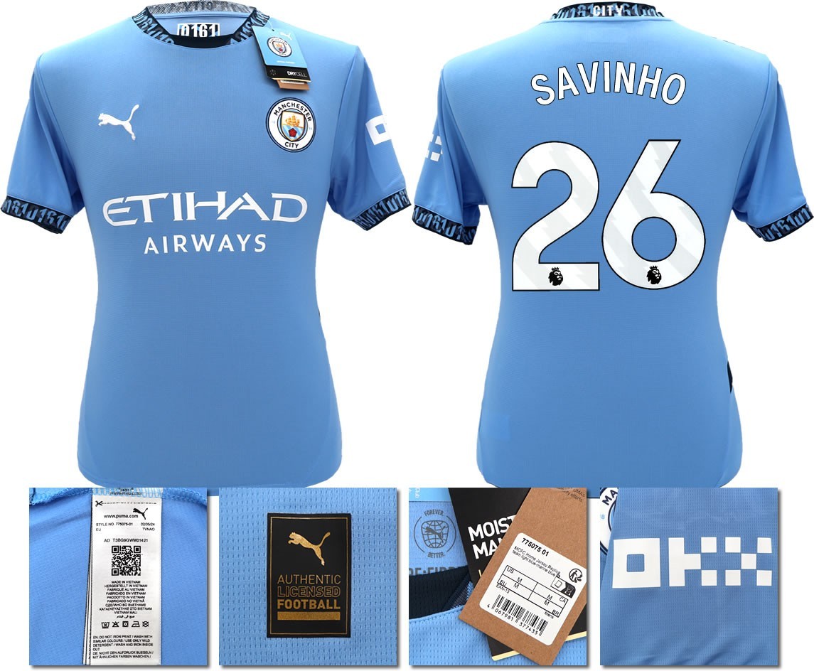 BNWT 2024 2025 MAN CITY PUMA HOME SAVINHO 26 FOOTBALL SHIRT