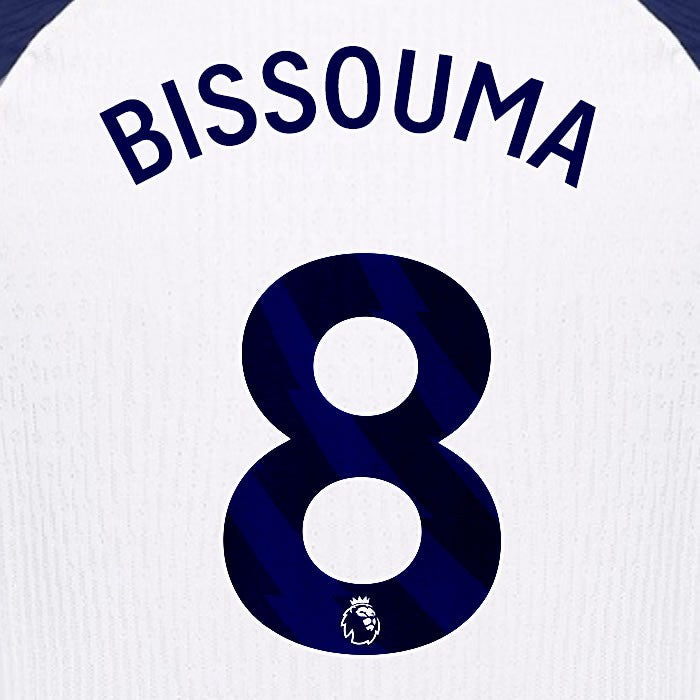 2025 2026 TOTTENHAM BISSOUMA 8 BLUE HOME PLAYER SIZE NAME SET