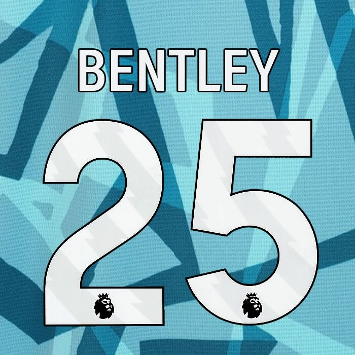 2023 2024 WOLVES 3RD BENTLEY 25 OFFICIAL WHITE PLAYER SIZE NAMESET