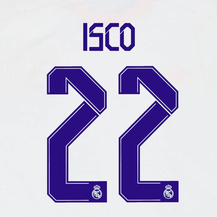 2021 2022 AVERY DENNISON REAL MADRID ISCO 22 HOME PLAYER SIZE NAMESET