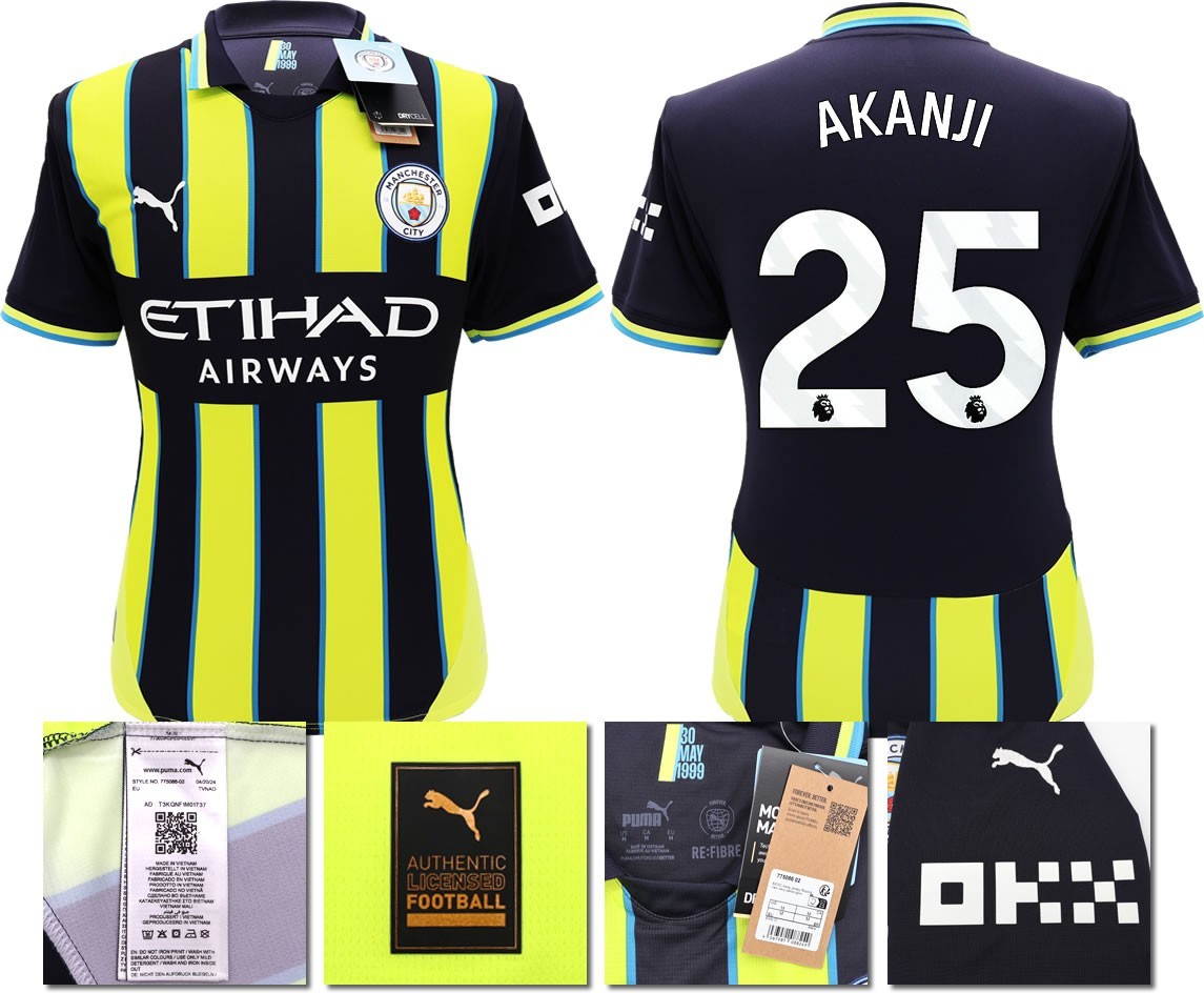 BNWT 2024 2025 MAN CITY PUMA AWAY AKANJI 25 FOOTBALL SHIRT
