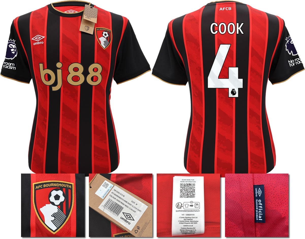 BNWT 2025 2026 UMBRO AFC BOURNEMOUTH HOME SHIRT COOK 4
