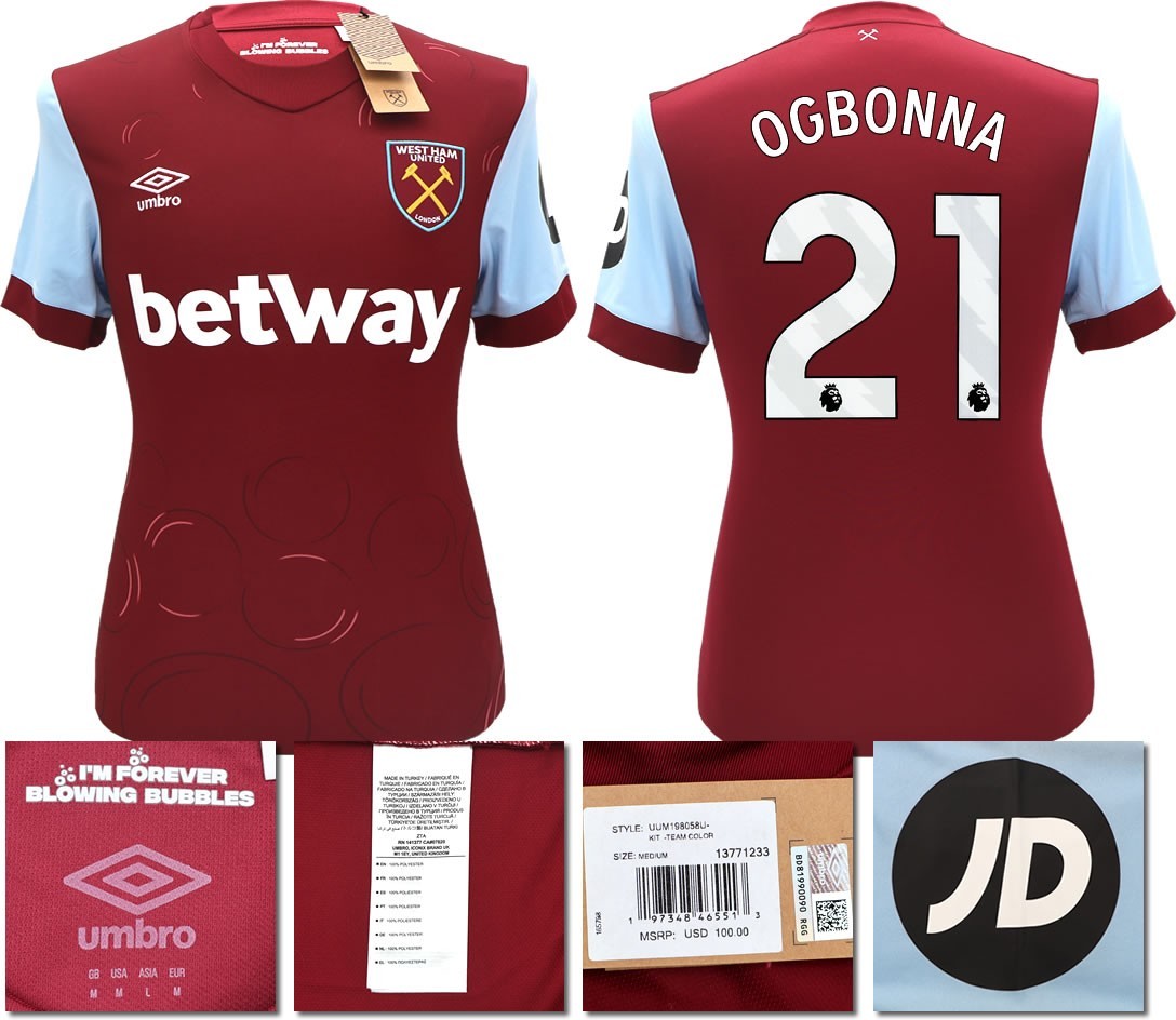 BNWT 2023 2024 UMBRO WEST HAM HOME SHIRT OGBONNA 21 MEN'S