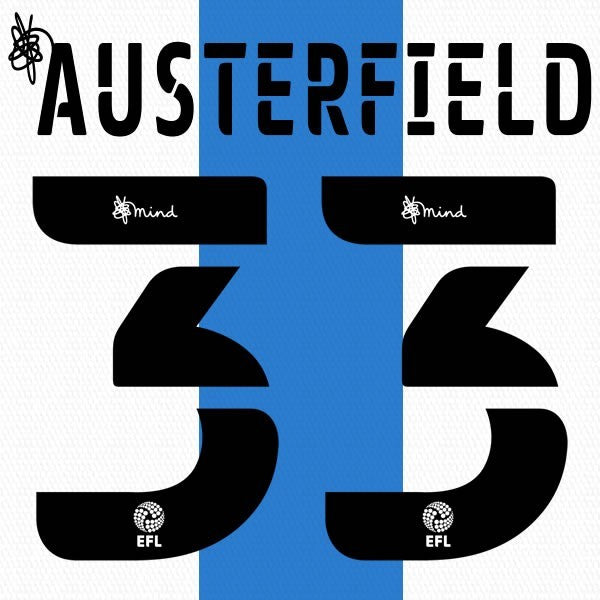 HUDDERSFIELD 2020 2021 OFFICIAL AUSTERFIELD 33 HOME PLAYER SIZE NAME SET