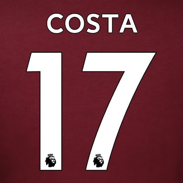 LEEDS UNITED 19-23 COSTA 17 OFFICIAL AVERY DENNISON WHITE PLAYER SIZE NAME SET