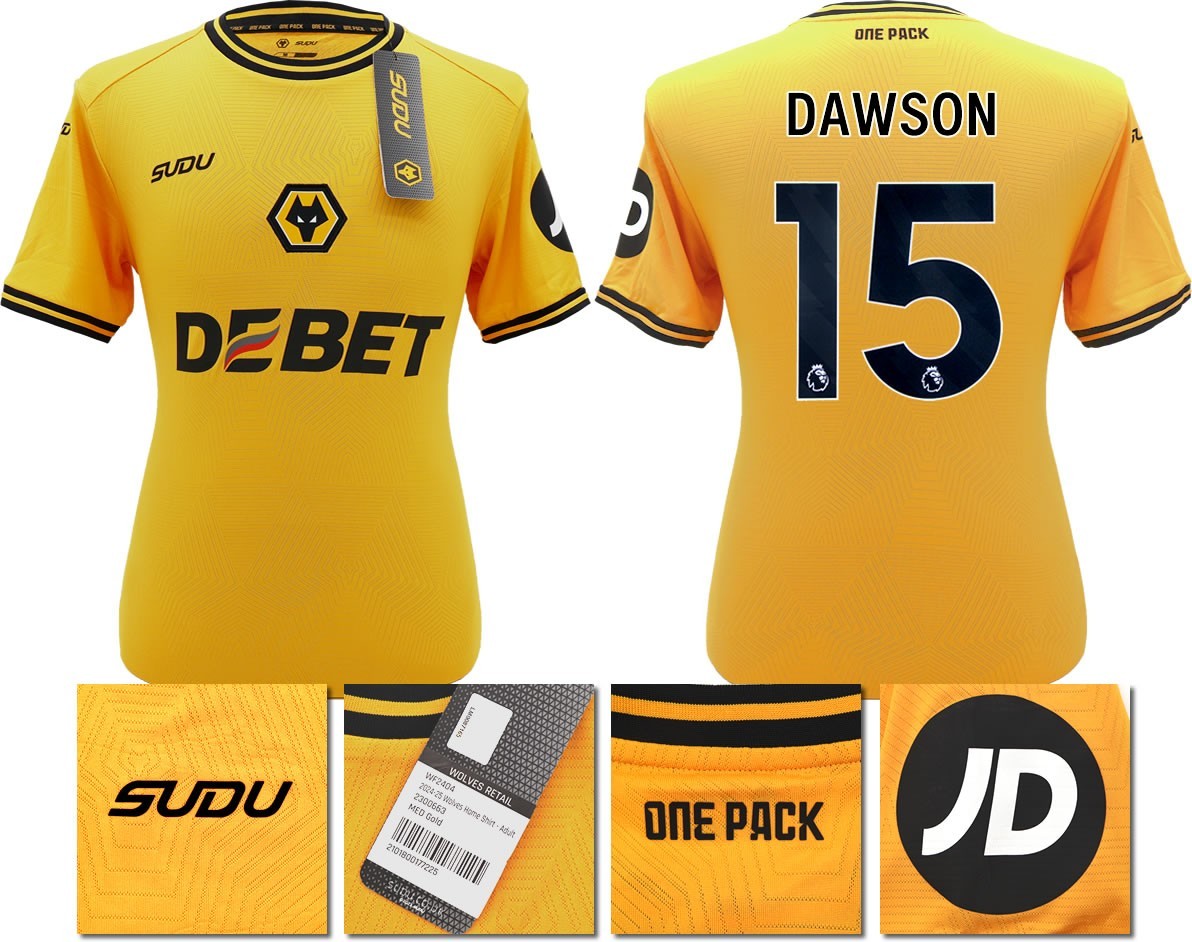 BNWT 2024 2025 WOLVES SUDU HOME SHIRT DAWSON 15