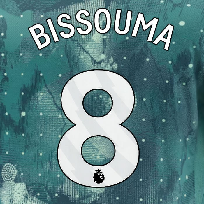 2024 2025 TOTTENHAM BISSOUMA 8 WHITE 3RD PLAYER SIZE NAME SET
