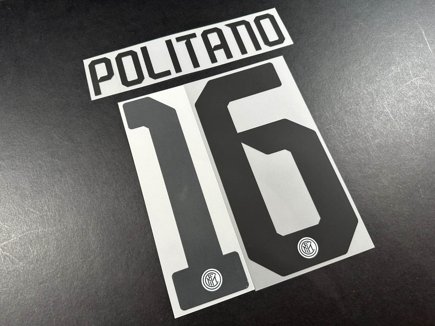 INTER MILAN 2019 2020 POLITANO 16 OFFICIAL AWAY BLACK PLAYER SIZE NAMESET