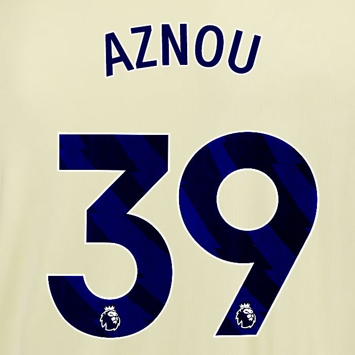 2025 2026 EVERTON AZNOU 39 OFFICIAL BLUE AWAY PLAYER SIZE NAMESET