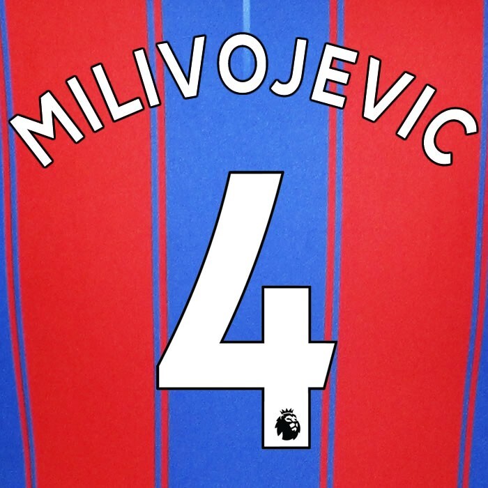 CRYSTAL PALACE 2019-23 MILIVOJEVIC' 4 OFFICIAL AVERY DENNISON WHITE PLAYER SET