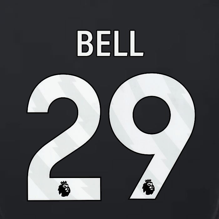 2023 2024 LUTON TOWN OFFICIAL BELL 29 WHITE 3RD PLAYER SIZE NAMESET