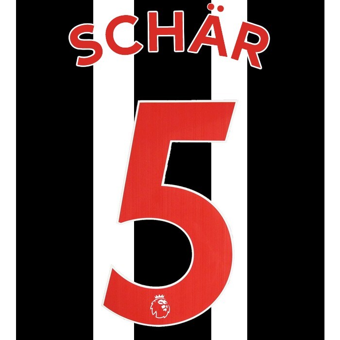 NEWCASTLE UNITED 19-23 SCHAR 5 OFFICIAL AVERY DENNISON RED PLAYER SIZE SET