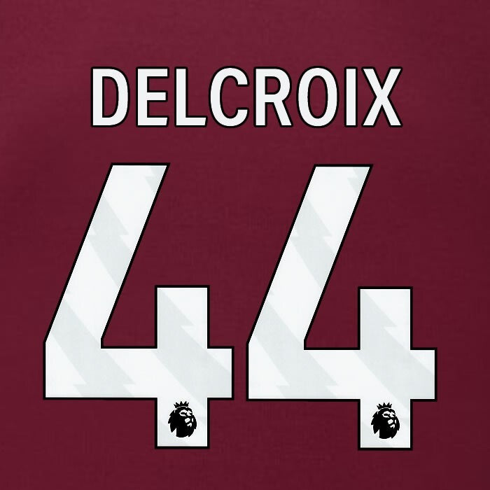 2023 2024 BURNLEY DELCROIX 44 OFFICIAL WHITE HOME PLAYER SIZE NAMESET