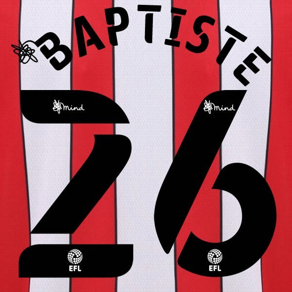 BRENTFORD 2020 2021 OFFICIAL BAPTISTE 26 HOME PLAYER SIZE NAME SET
