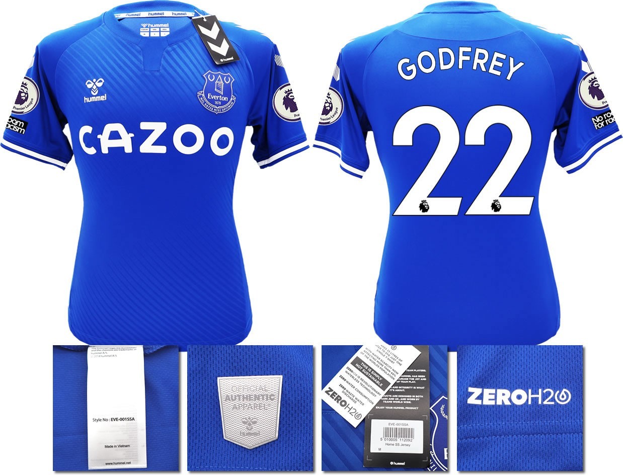 BNWT 2020 2021 HUMMEL EVERTON HOME SHIRT MEN'S GODFREY 22 + PATCHES