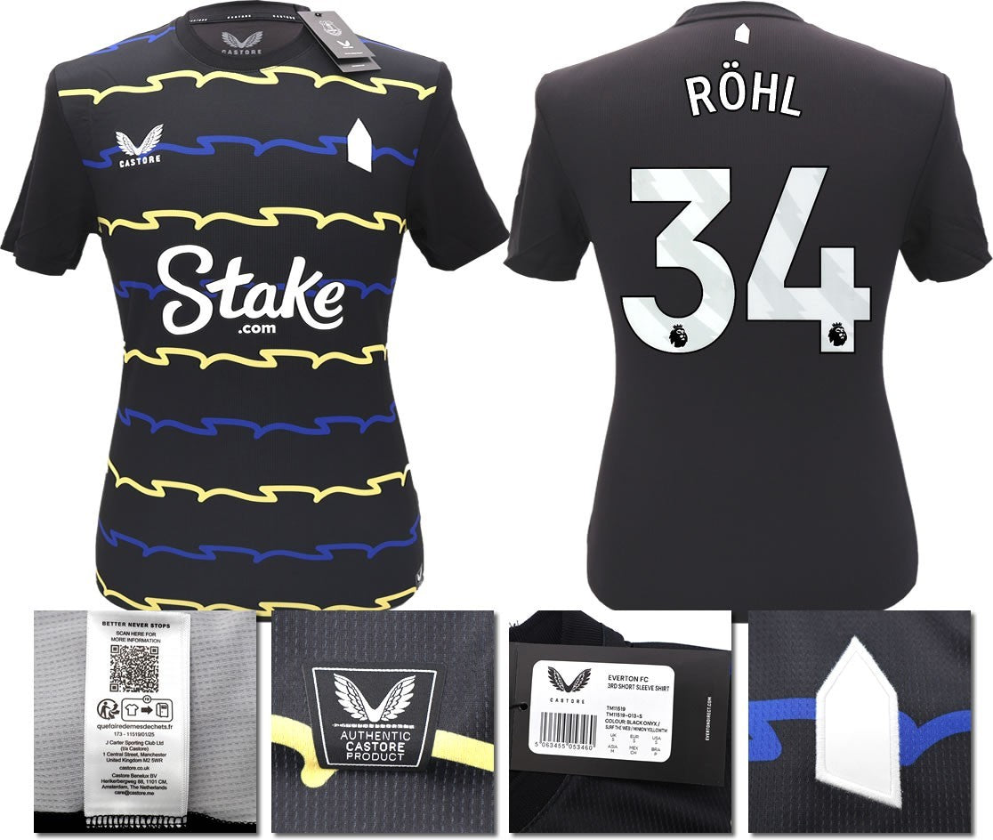 BNWT 2025/2026 EVERTON F.C. CASTORE 3RD SHIRT ROHL 34