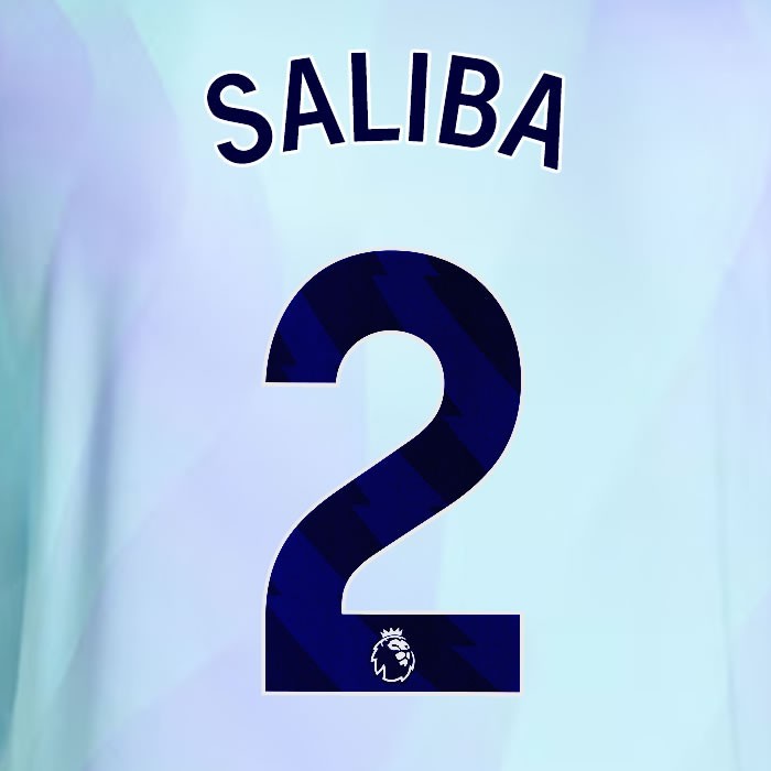 2024 2025 ARSENAL SALIBA 2 BLUE 3RD OFFICIAL PLAYER SIZE NAMESET