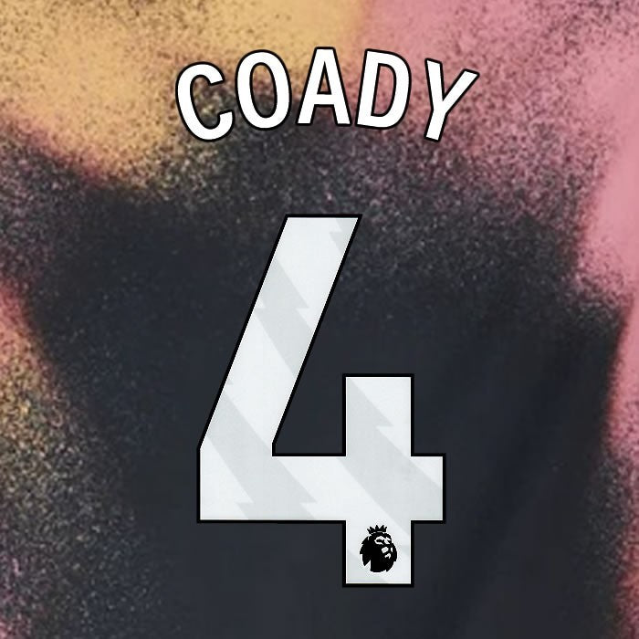 2024 2025 OFFICIAL LEICESTER CITY COADY 4 WHITE AWAY PLAYER SIZE NAME SET