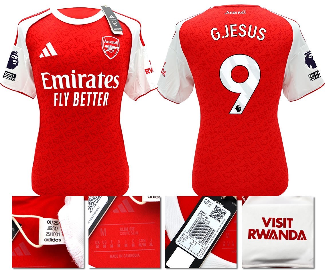 BNWT 2025/2026 ARSENAL F.C. ADIDAS HOME SHIRT G. JESUS 9