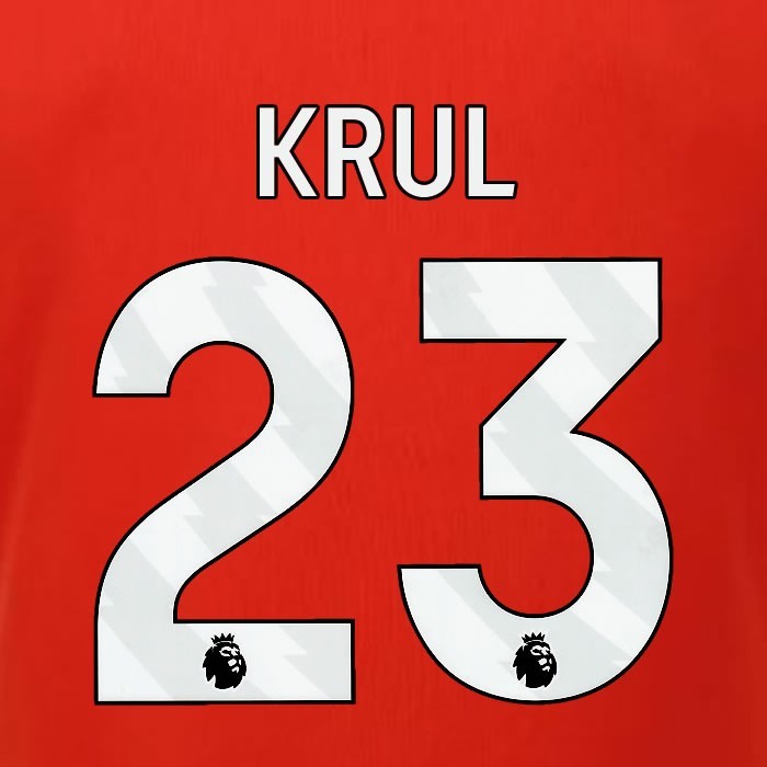 2023 2024 LUTON TOWN OFFICIAL KRUL 23 WHITE HOME PLAYER SIZE NAMESET