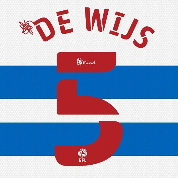 QPR 2020 2021 OFFICIAL DE WIJS 5 HOME PLAYER SIZE NAME SET