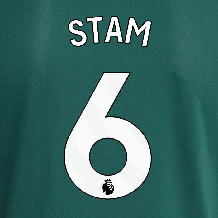 MAN UTD 2023 - 2024 STAM 6 OFFICIAL AVERY DENNISON WHITE PLAYER SIZE NAME SET